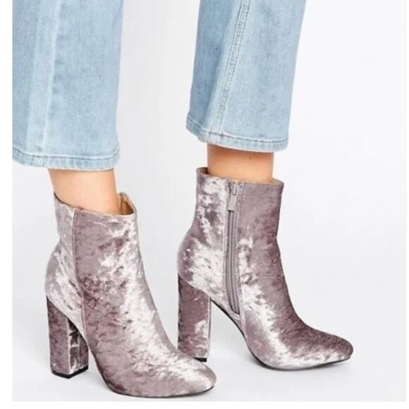 Sam Edelman Codie Pink Rose Gold Velvet Heeled Ankle Boots Size 6.5 New - Picture 1 of 8